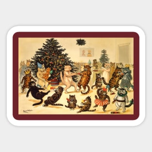 Louis Wain Christmas Party Dancing Cats Sticker